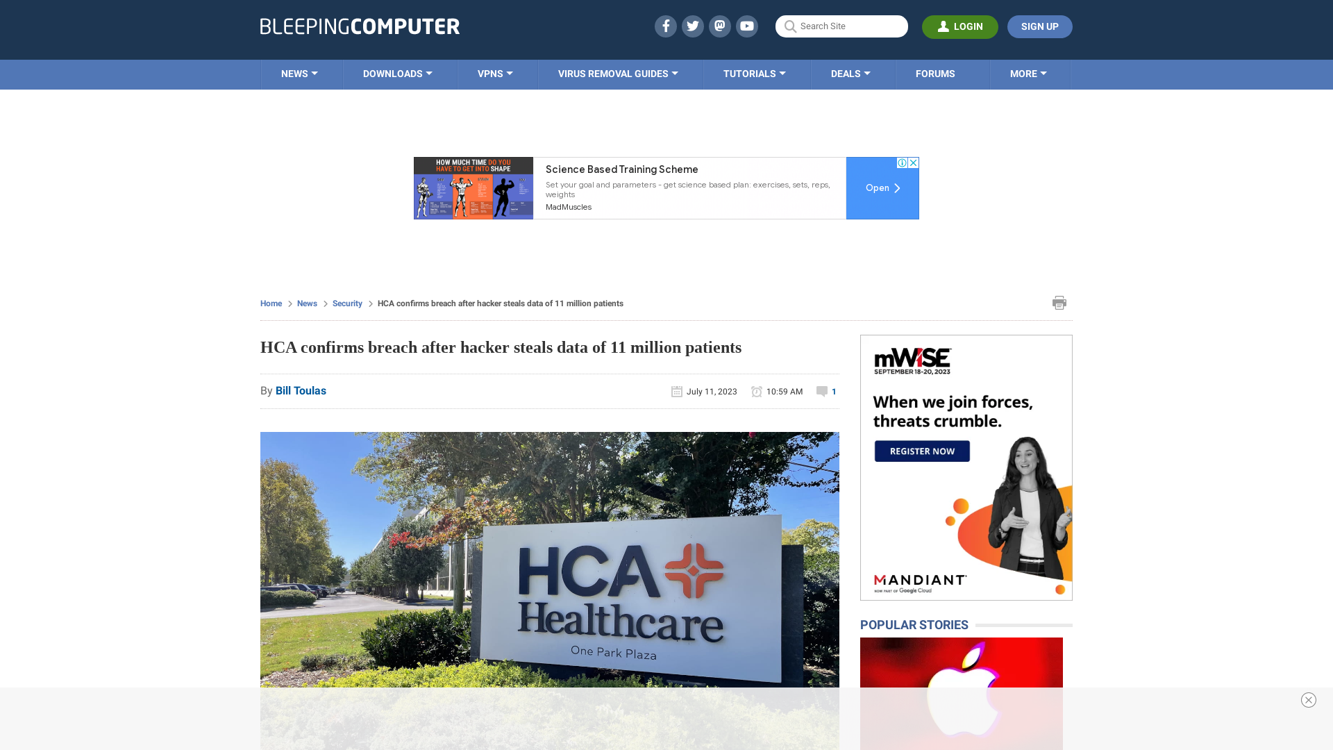 HCA confirms breach after hacker steals data of 11 million patients