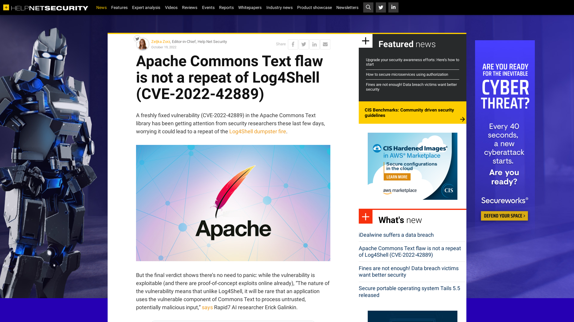 Apache Commons Text flaw is not a repeat of Log4Shell (CVE-2022-42889) - Help Net Security