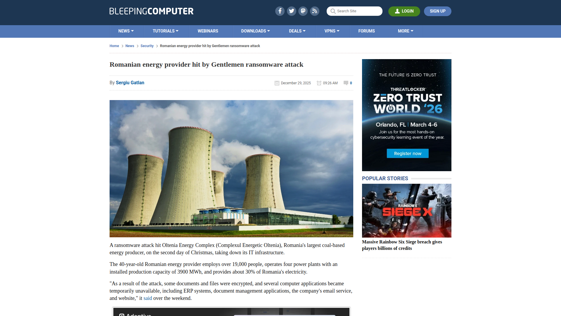 Romanian energy provider hit by Gentlemen ransomware attack