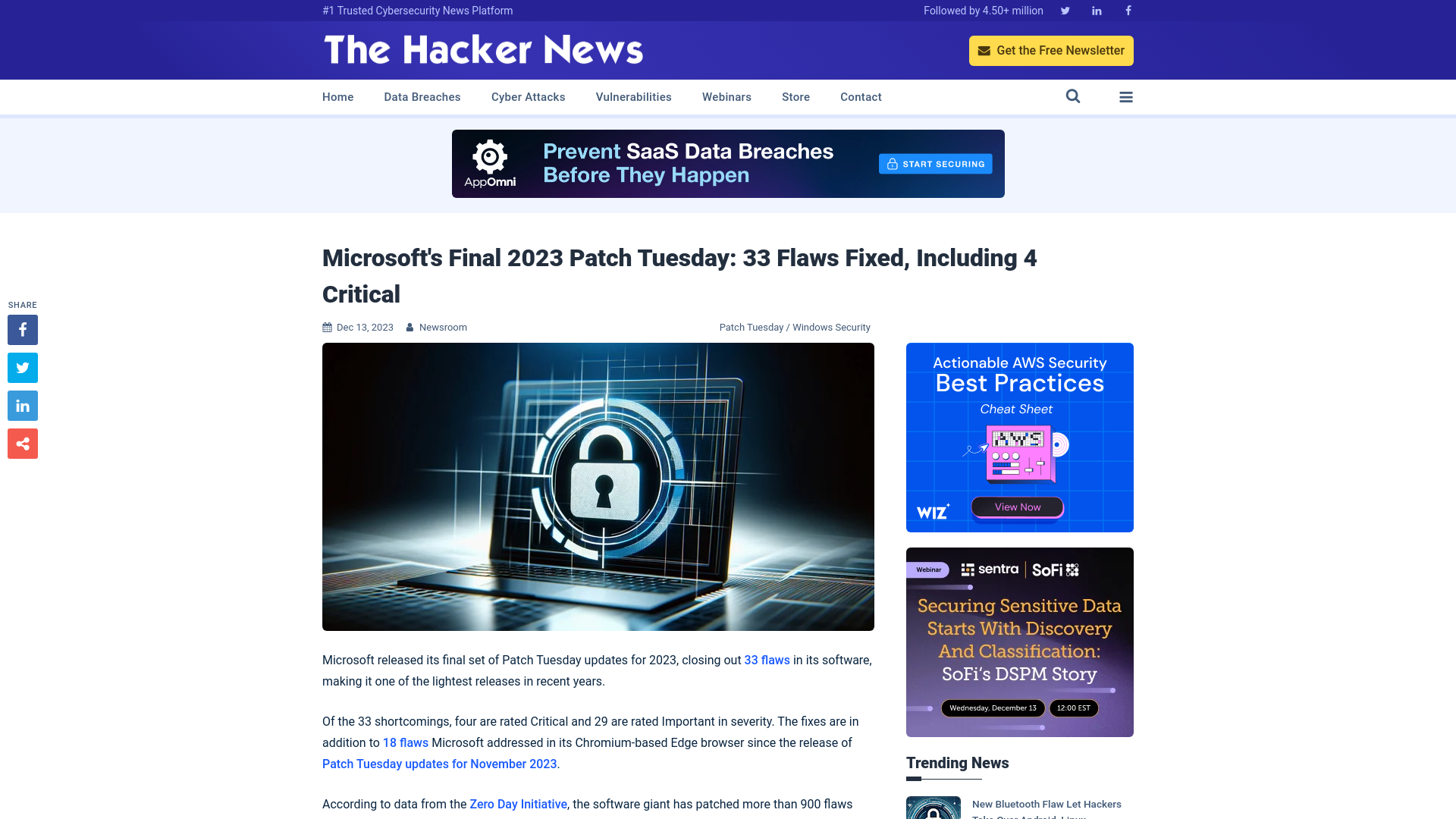 Microsoft's Final 2023 Patch Tuesday: 33 Flaws Fixed, Including 4 Critical