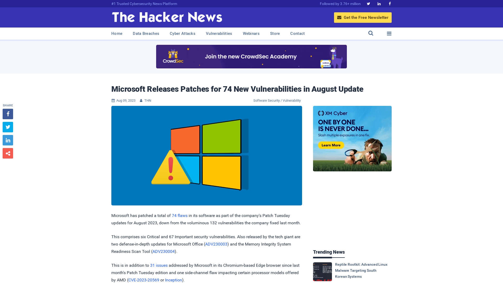 Microsoft Releases Patches for 74 New Vulnerabilities in August Update