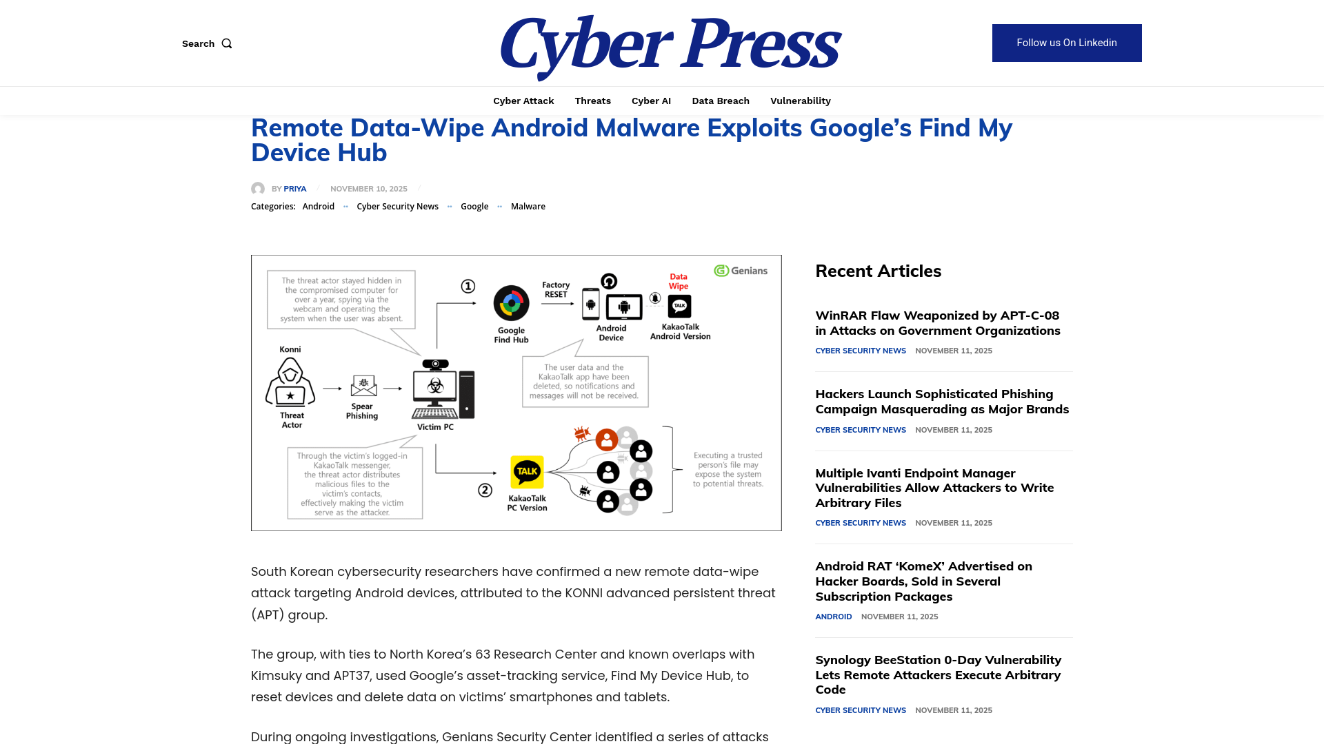 Remote Data-Wipe Android Malware Exploits Google’s Find My Device Hub