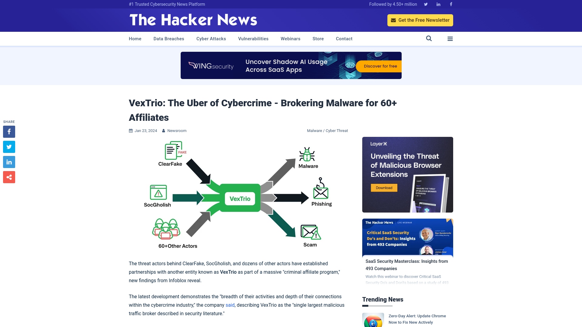 VexTrio: The Uber of Cybercrime - Brokering Malware for 60+ Affiliates