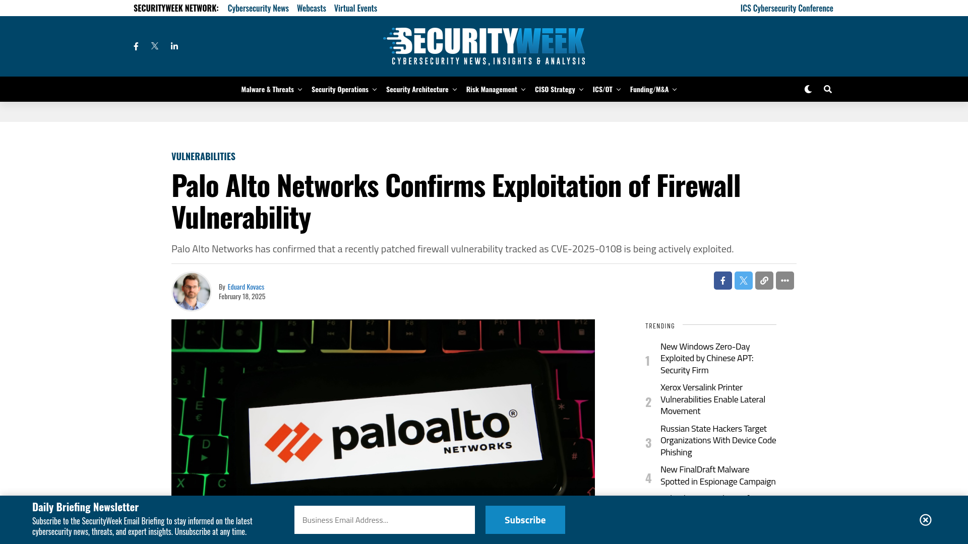 Palo Alto Networks Confirms Exploitation of Firewall Vulnerability - SecurityWeek