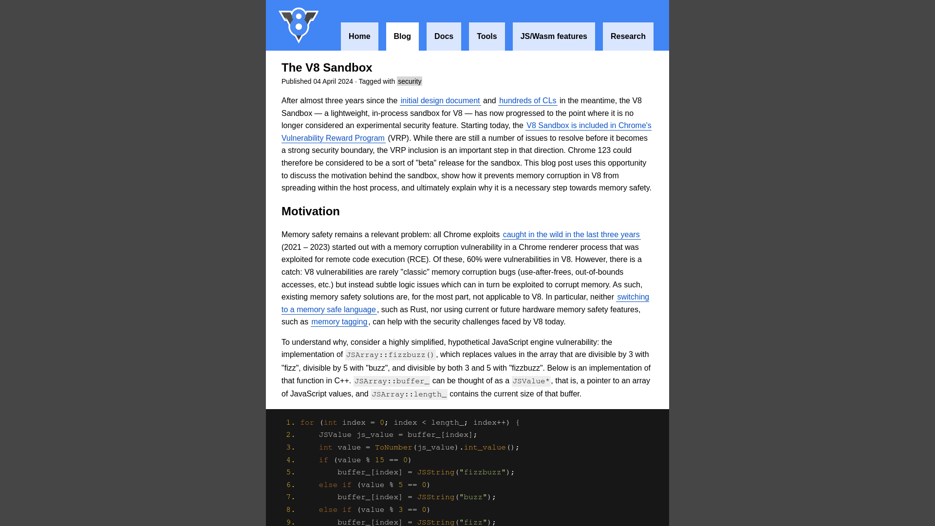 The V8 Sandbox · V8