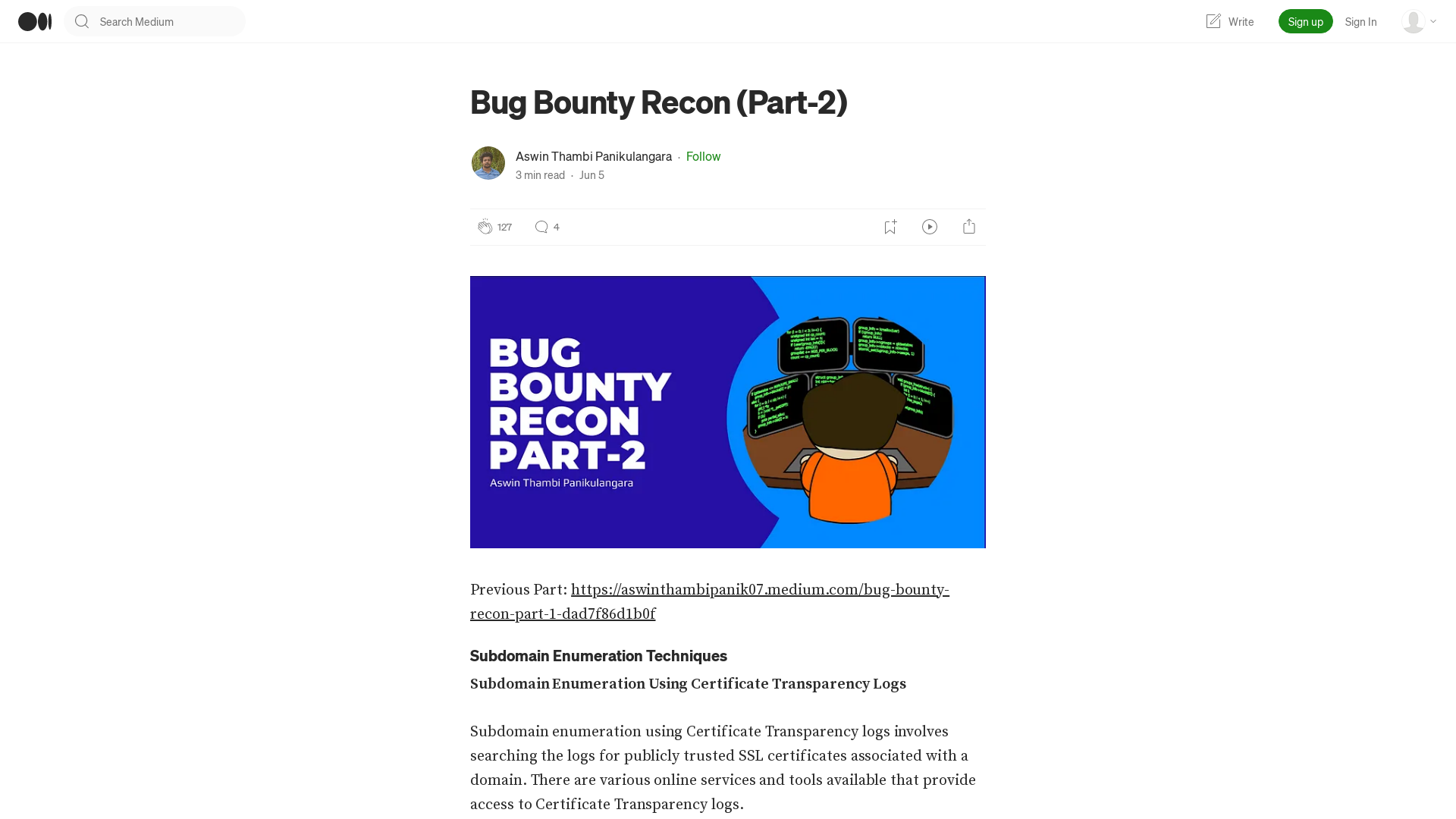 Bug Bounty Recon (Part-2). Previous Part… | by Aswin Thambi Panikulangara | Jun, 2023 | Medium