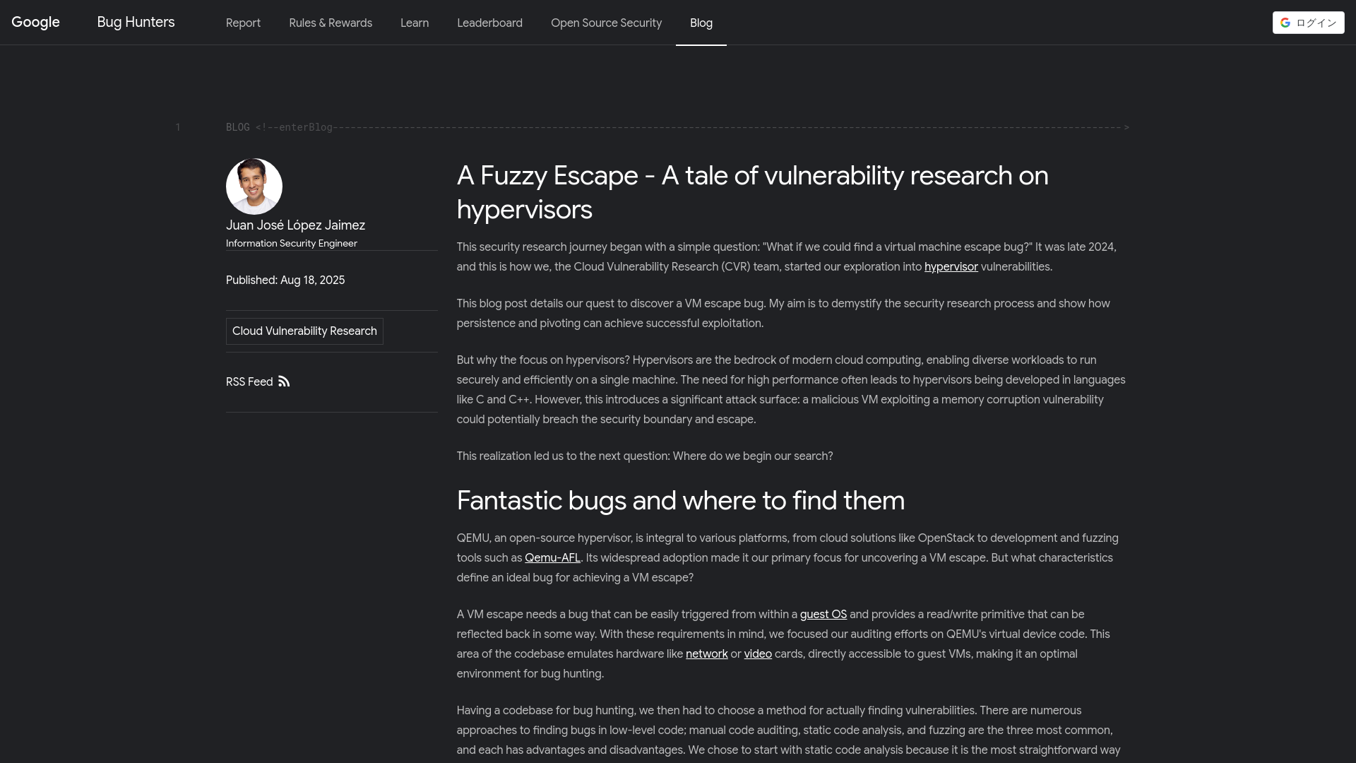 A Fuzzy Escape - A tale of vulnerability research on hypervisors - Google Bug Hunters