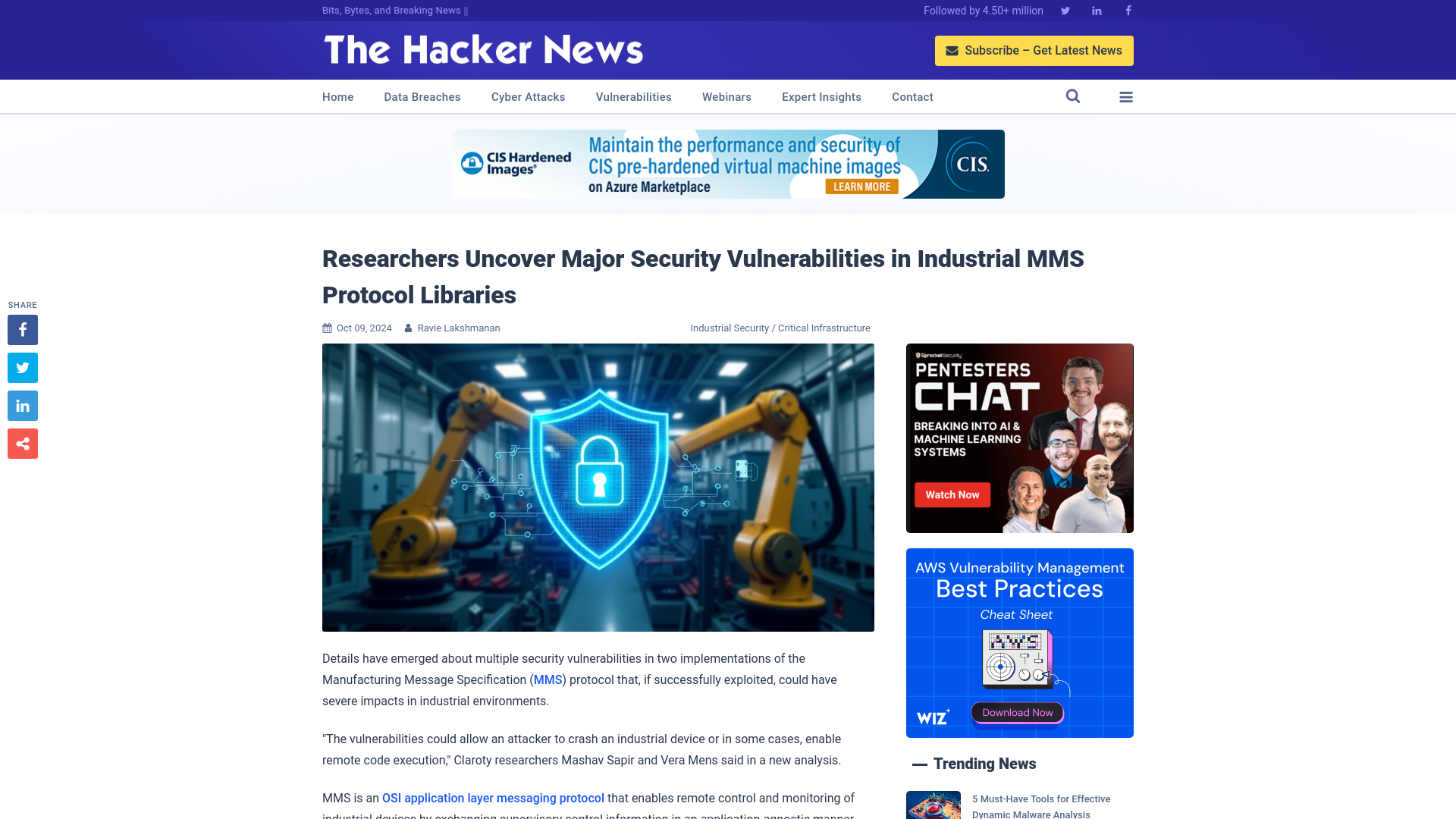 Researchers Uncover Major Security Vulnerabilities in Industrial MMS Protocol Libraries