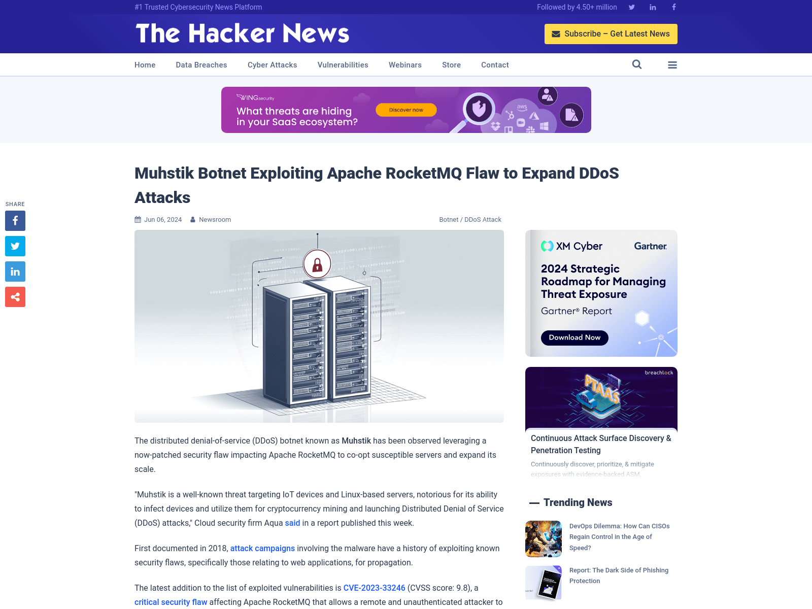 Muhstik Botnet Exploiting Apache RocketMQ Flaw to Expand DDoS Attacks