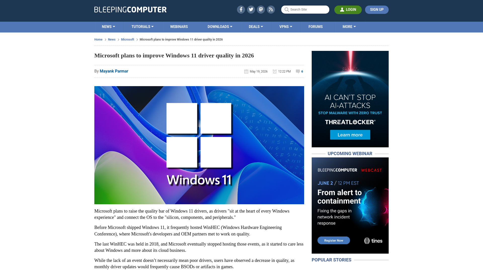 Microsoft plans to improve Windows 11 driver quality in 2026