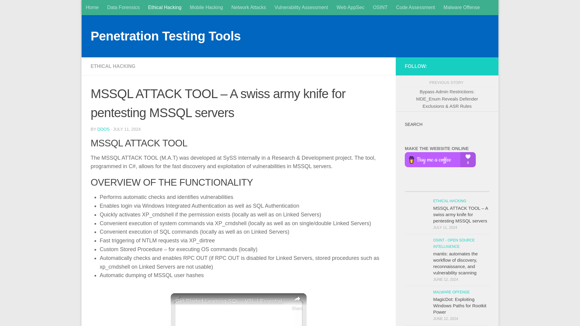 MSSQL ATTACK TOOL - A swiss army knife for pentesting MSSQL servers