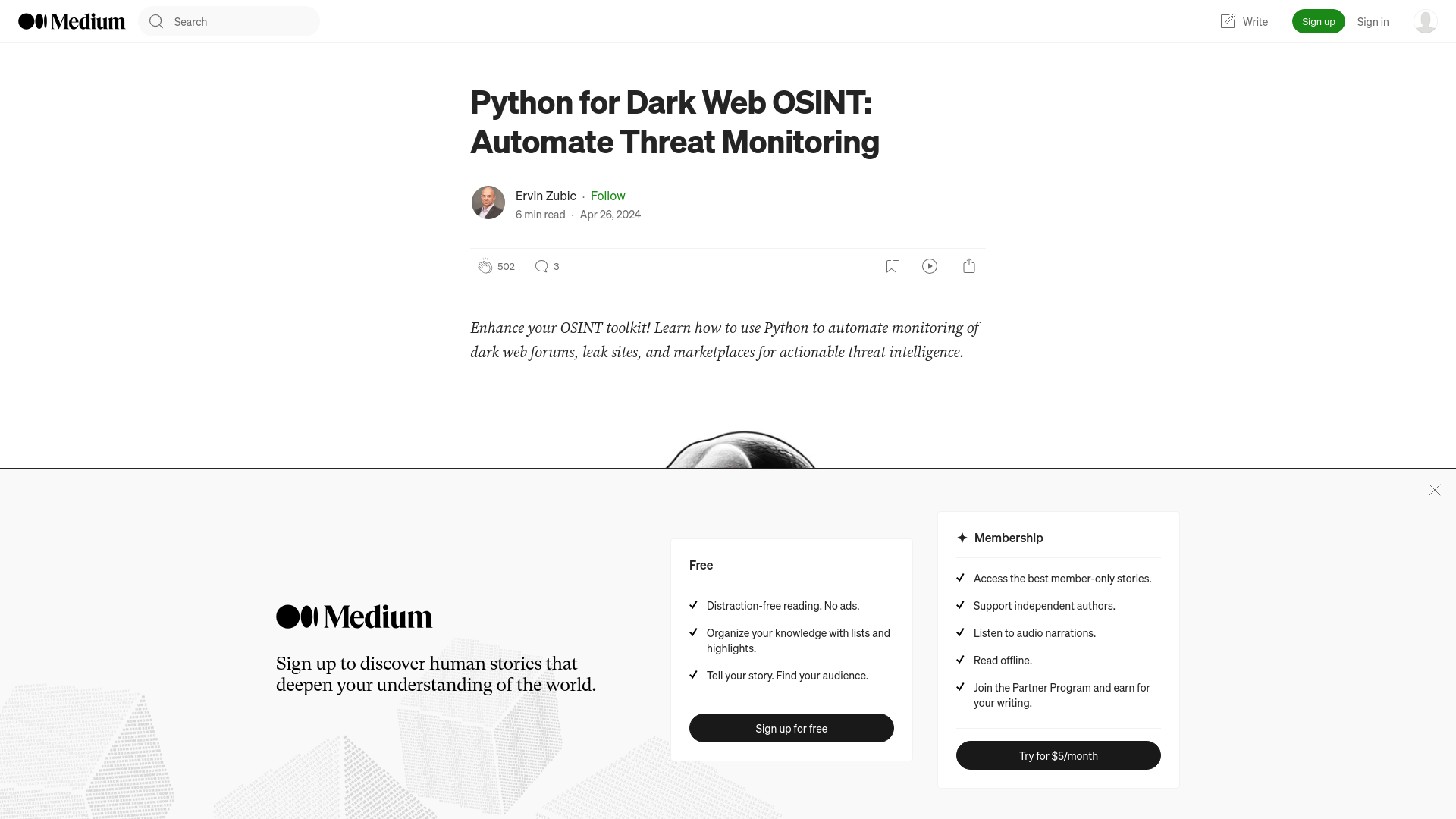 Python for Dark Web OSINT: Automate Threat Monitoring | by Ervin Zubic | Apr, 2024 | Medium