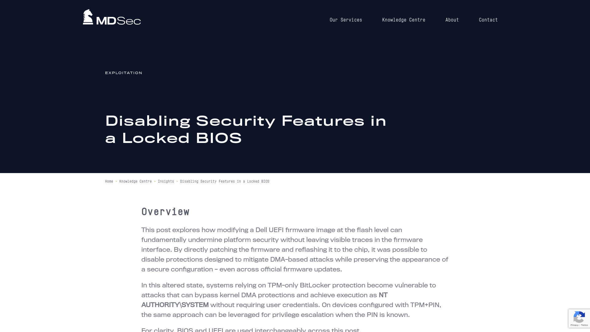 Disabling Security Features in a Locked BIOS - MDSec