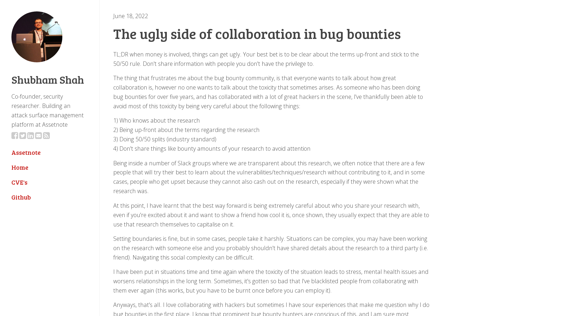 The ugly side of collaboration in bug bounties
