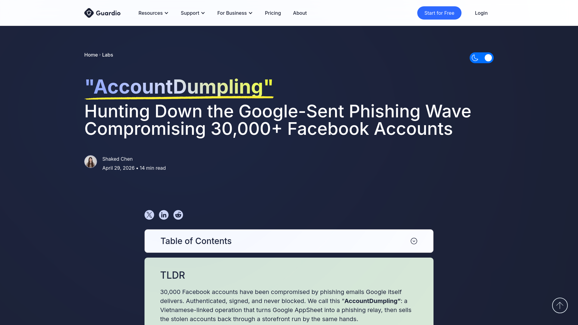 "AccountDumpling" – The Google-Sent Phishing Wave Hijacking 30k Facebook Accounts