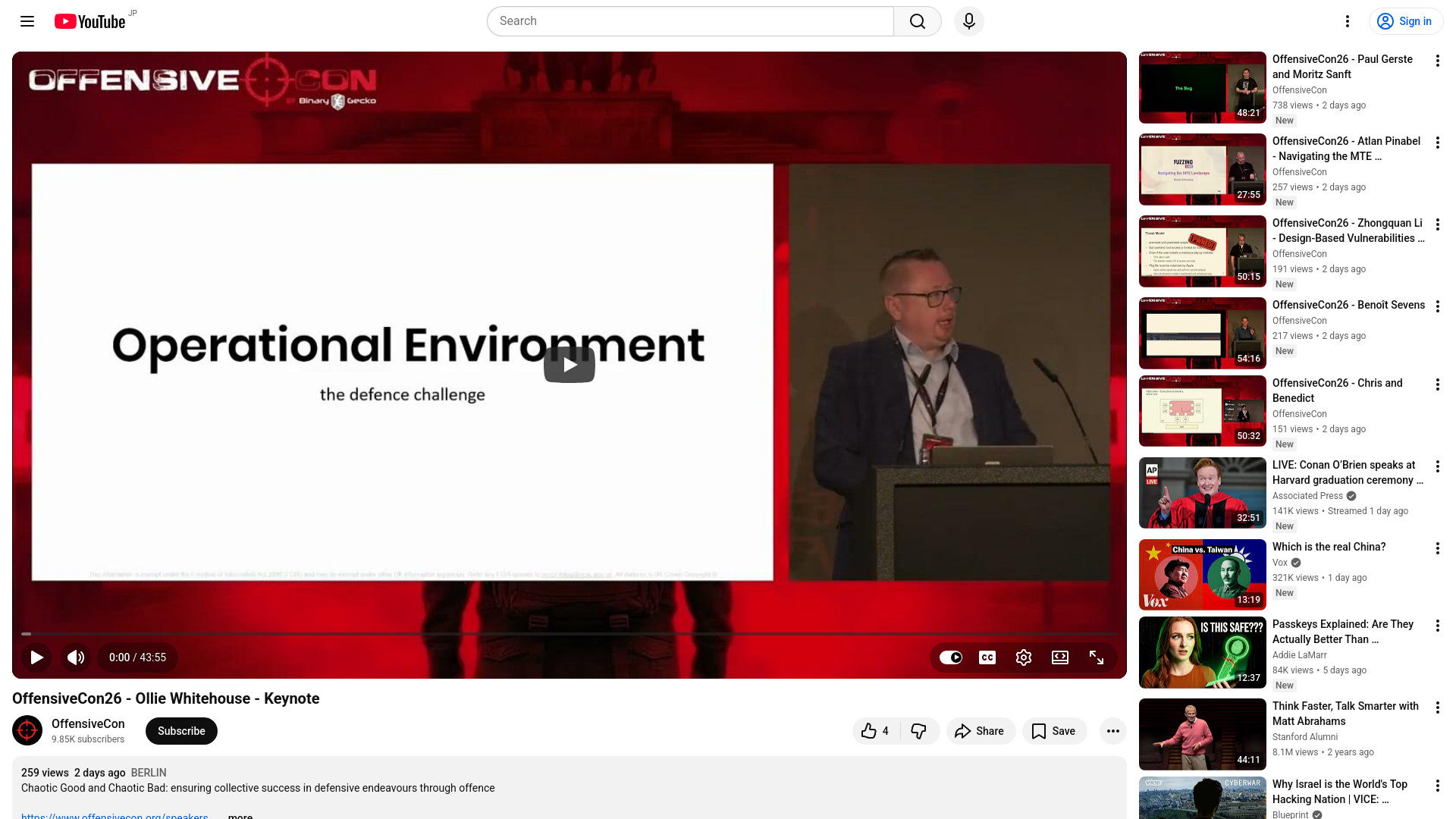 OffensiveCon26 - Ollie Whitehouse - Keynote - YouTube