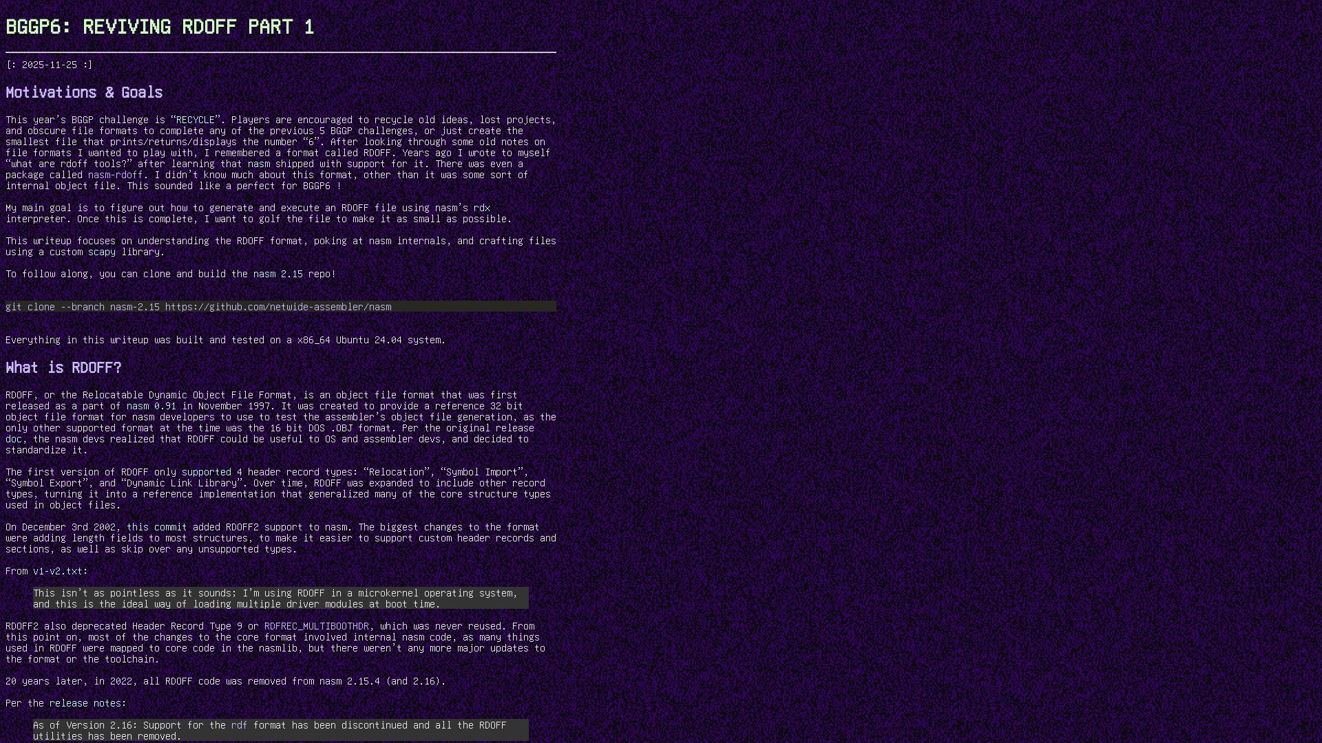 BGGP6: REVIVING RDOFF PART 1 | Netspooky's Blog