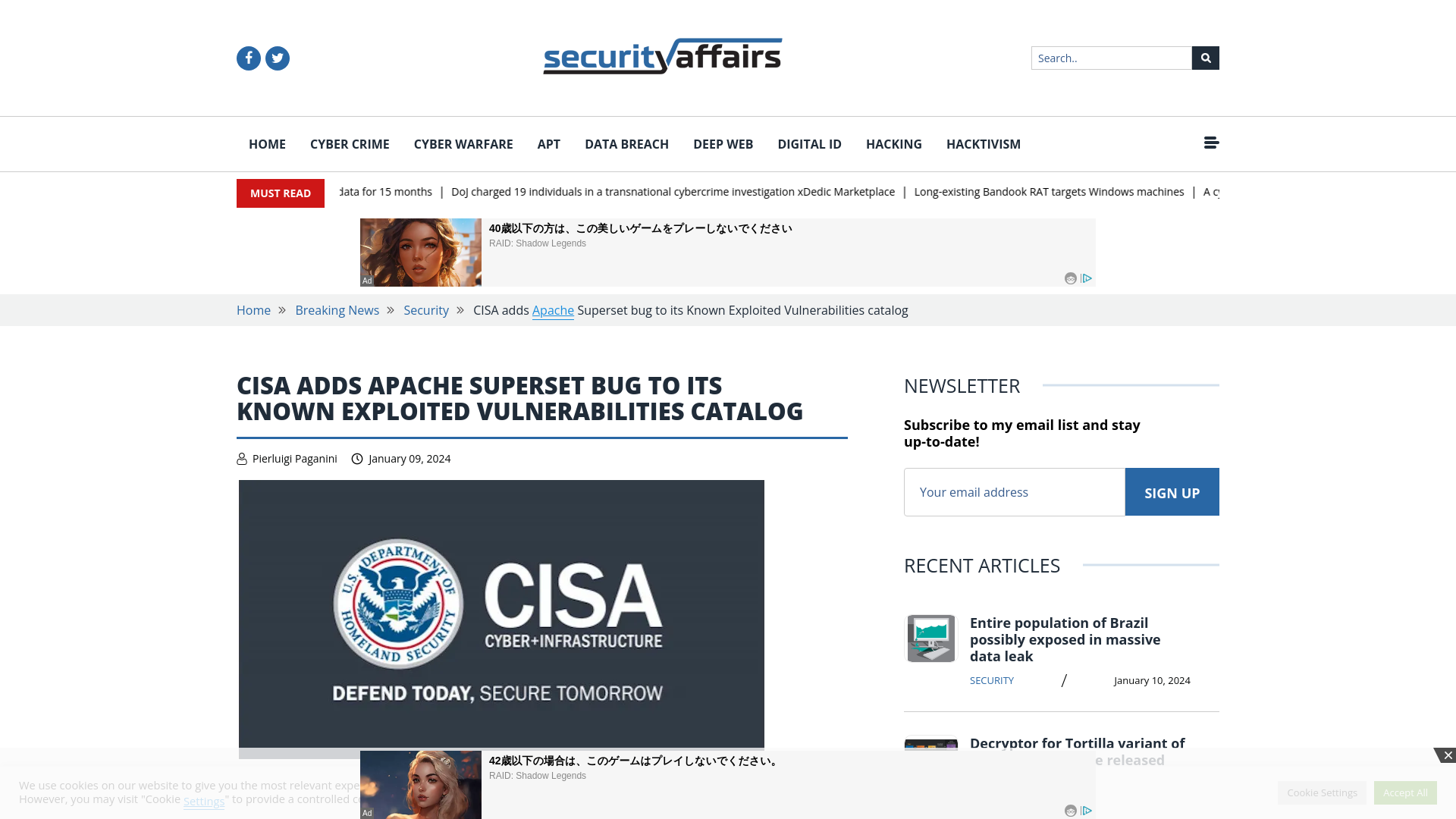 CISA adds Apache Superset bug to its Known Exploited Vulnerabilities catalog