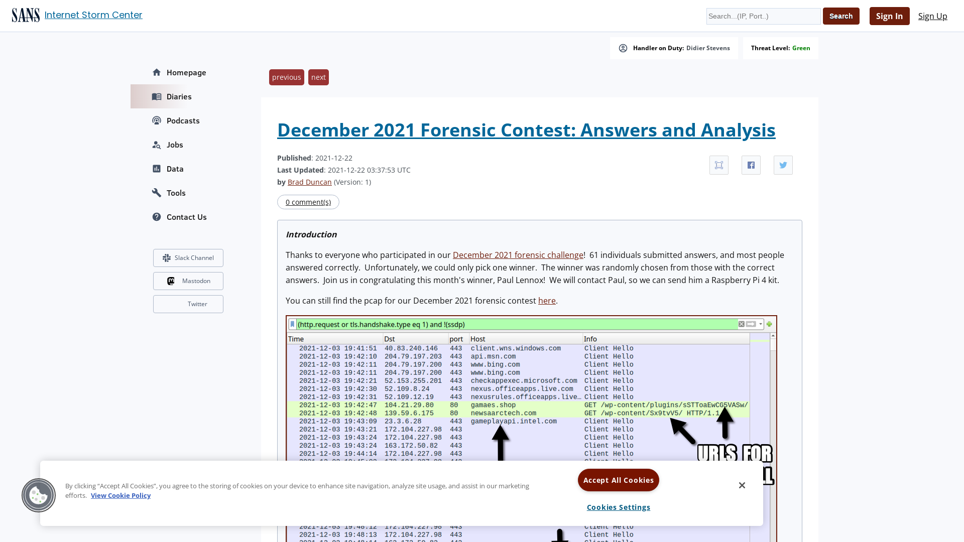 InfoSec Handlers Diary Blog - SANS Internet Storm Center
