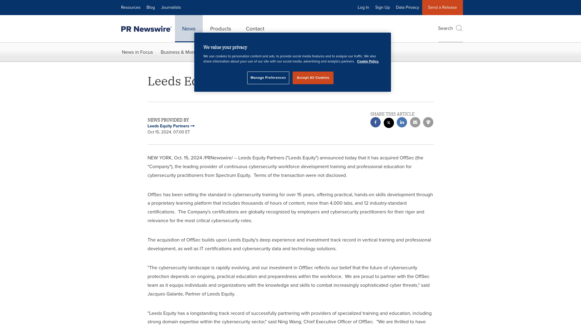 Leeds Equity Partners Acquires OffSec