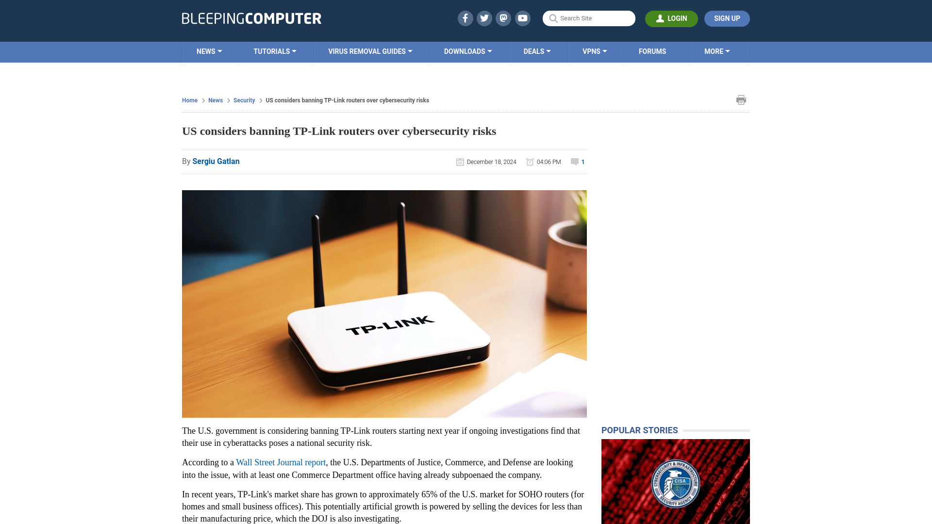 US considers banning TP-Link routers over cybersecurity risks