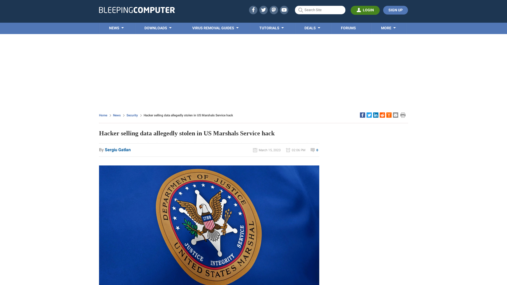 Hacker selling data allegedly stolen in US Marshals Service hack