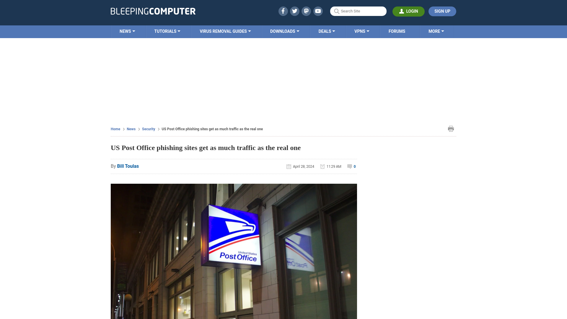 US Post Office phishing sites get as much traffic as the real one
