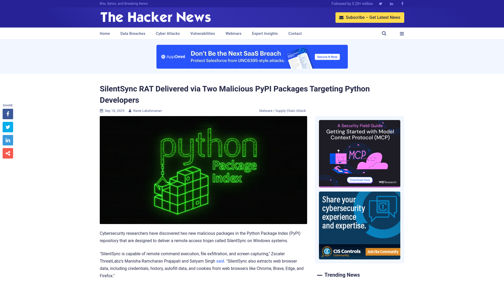 SilentSync RAT Delivered via Two Malicious PyPI Packages Targeting Python Developers