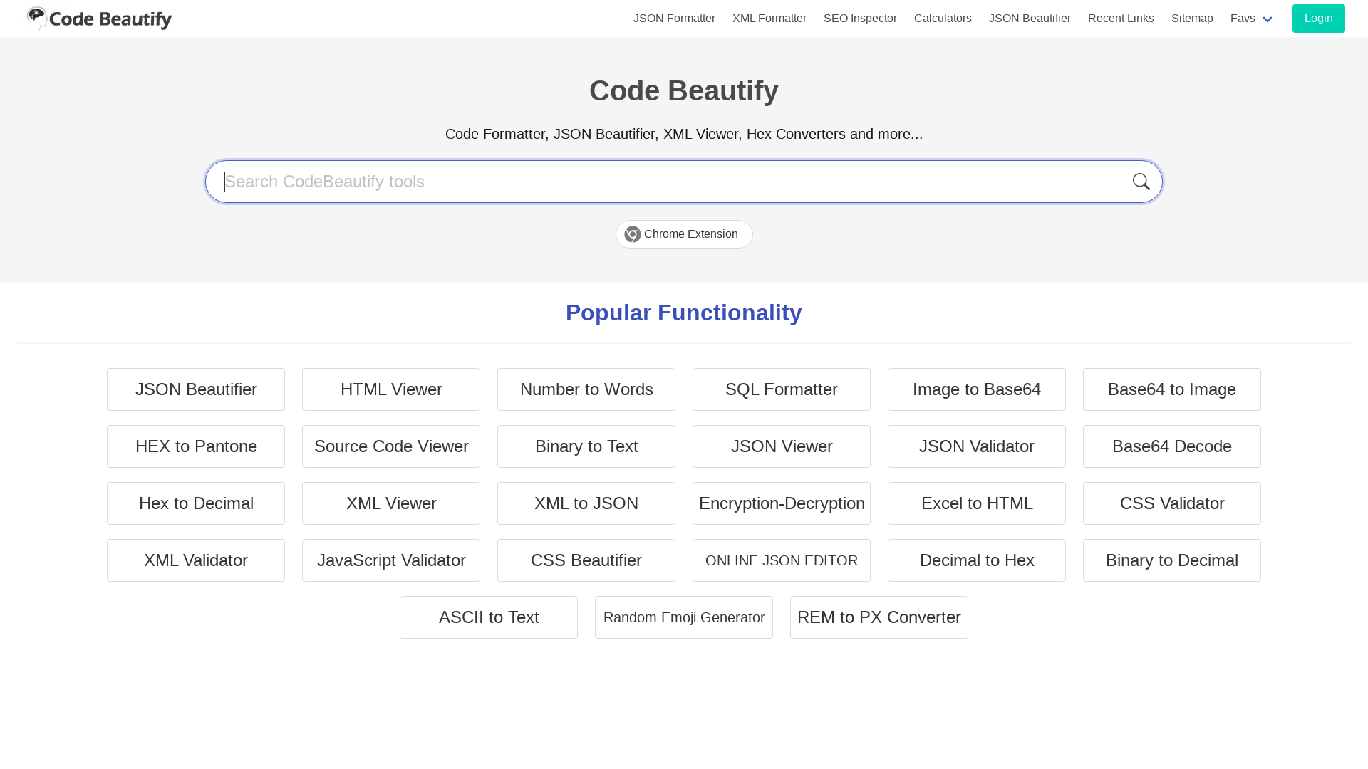 Code Beautify and Code Formatter For Developers - to Beautify, Validate, Minify, JSON, XML, JavaScript, CSS, HTML, Excel and more