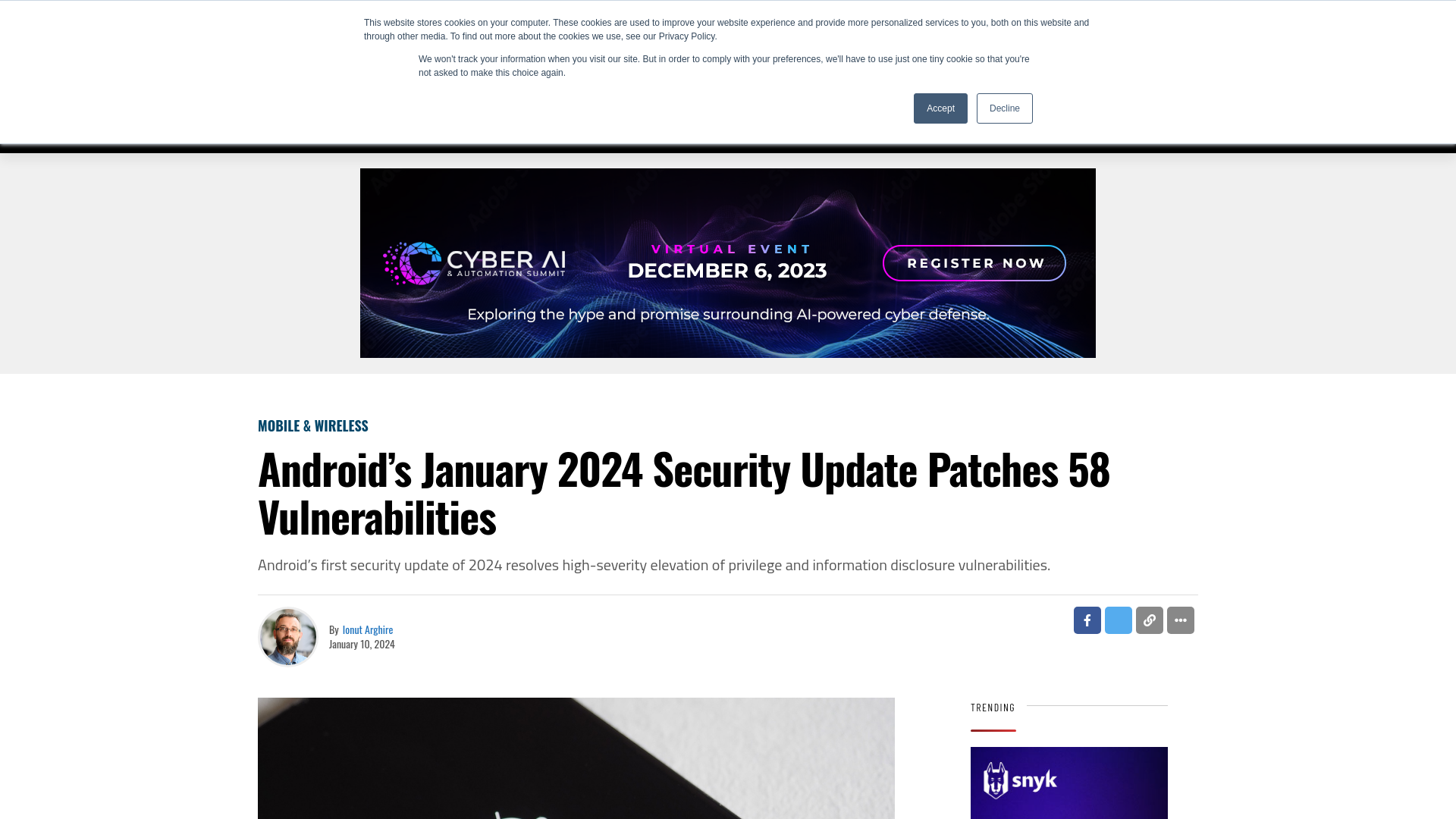 Android's January 2024 Security Update Patches 58 Vulnerabilities - SecurityWeek