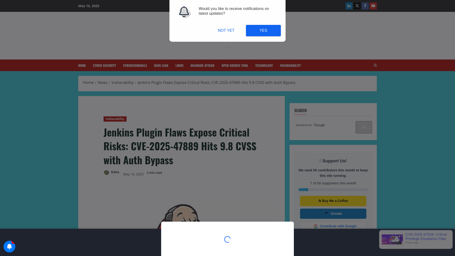 Jenkins Plugin Flaws Expose Critical Risks: CVE-2025-47889 Hits 9.8 CVSS with Auth Bypass