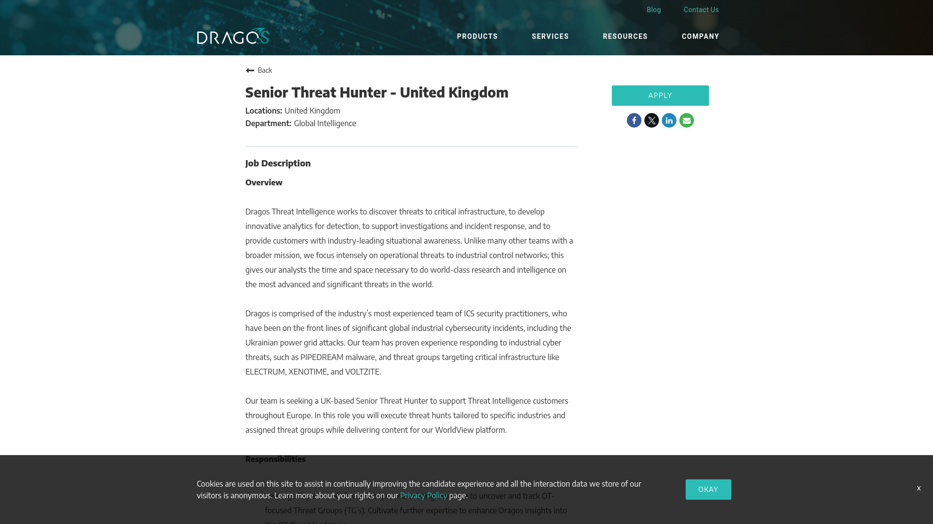 Senior Threat Hunter - United Kingdom in United Kingdom | Dragos