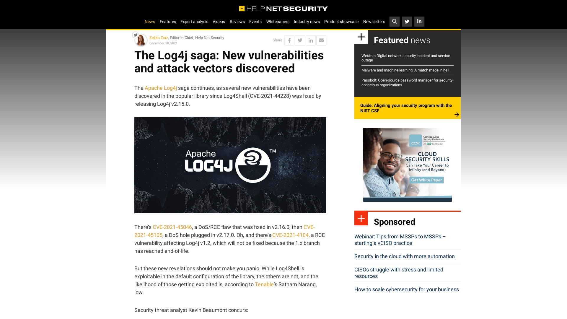 The Log4j saga: New vulnerabilities and attack vectors discovered - Help Net Security