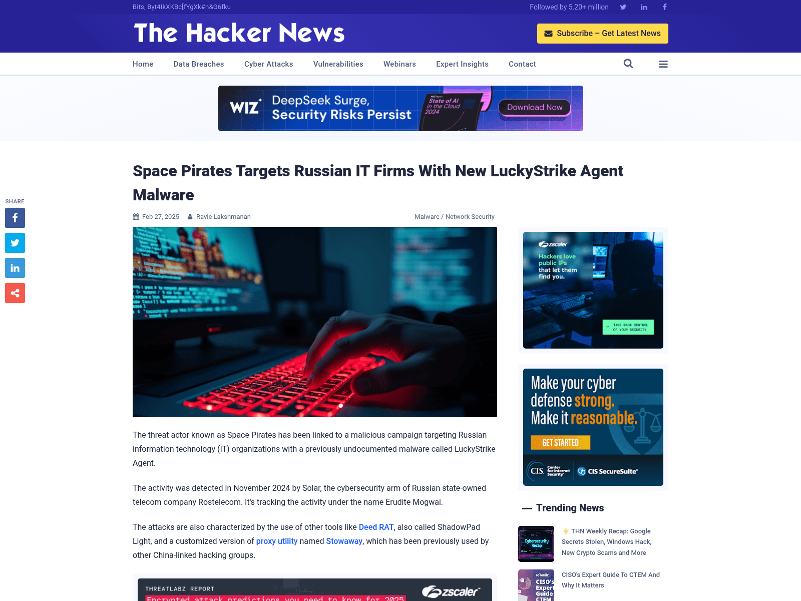 Space Pirates Targets Russian IT Firms With New LuckyStrike Agent Malware