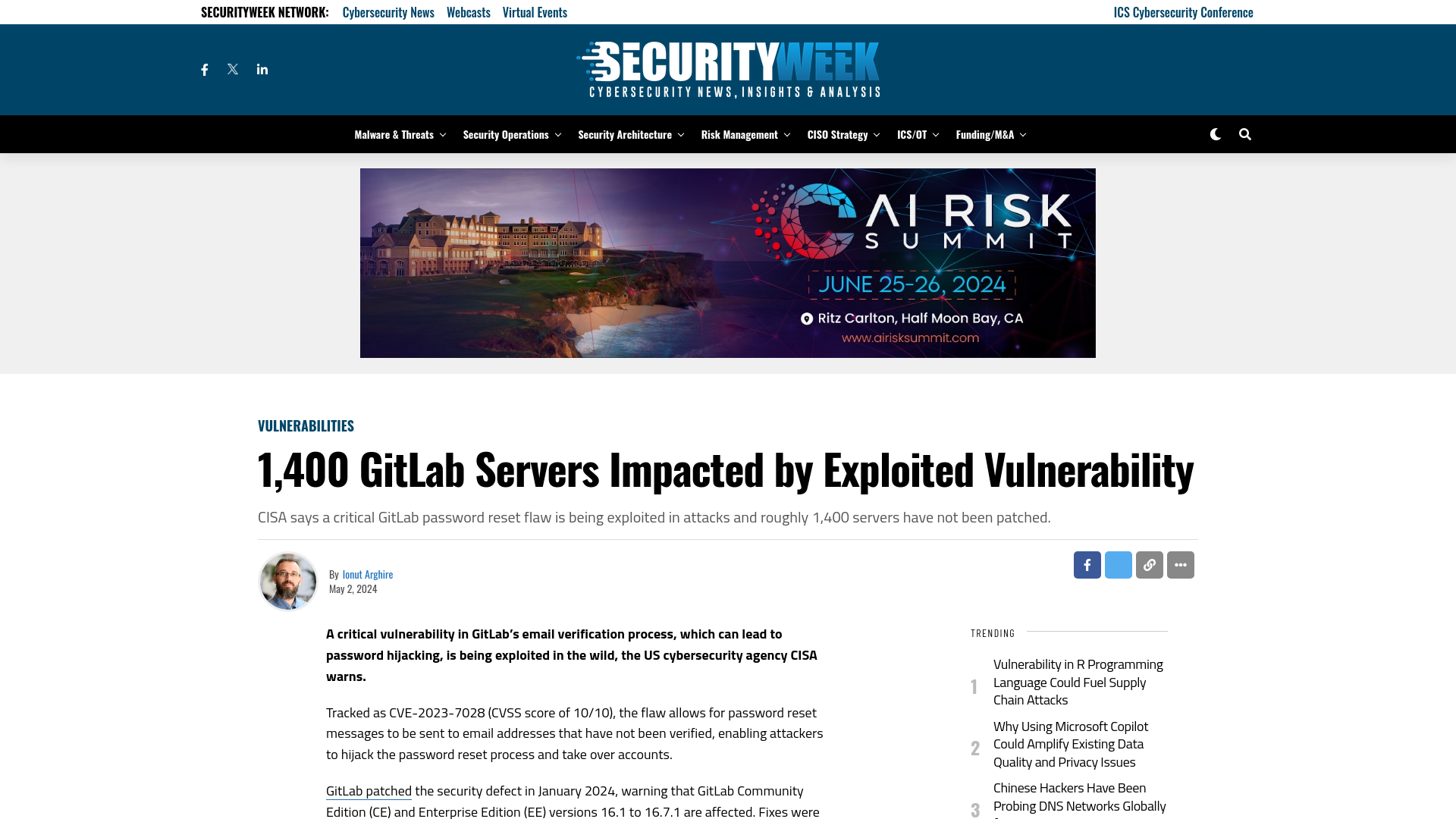 1,400 GitLab Servers Impacted by Exploited Vulnerability - SecurityWeek