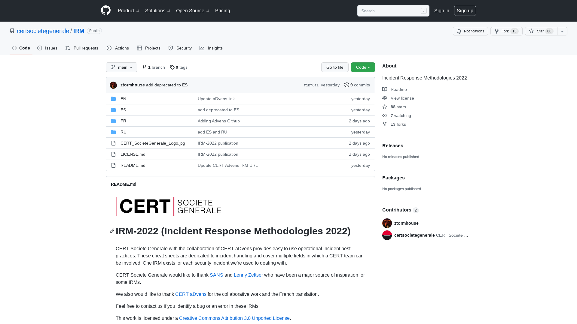 GitHub - certsocietegenerale/IRM: Incident Response Methodologies 2022