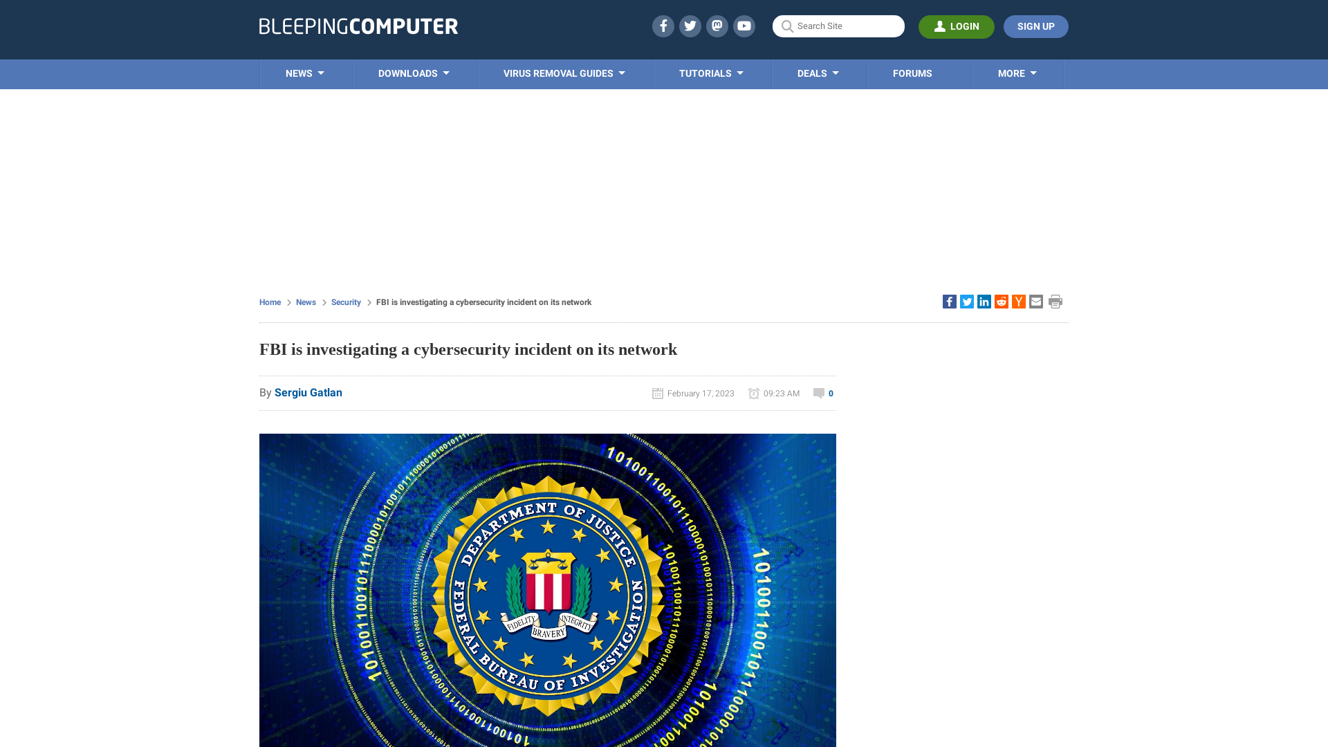 FBI is investigating a cybersecurity incident on its network