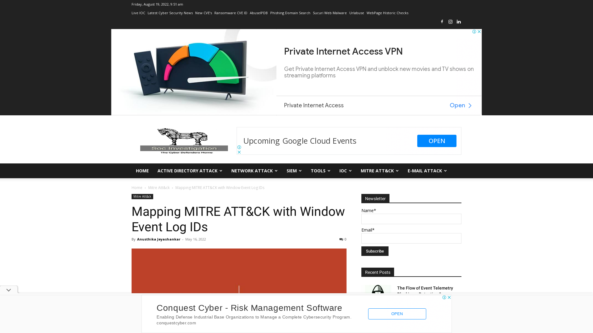 Mapping MITRE ATT&CK with Window Event Log IDs - Security Investigation
