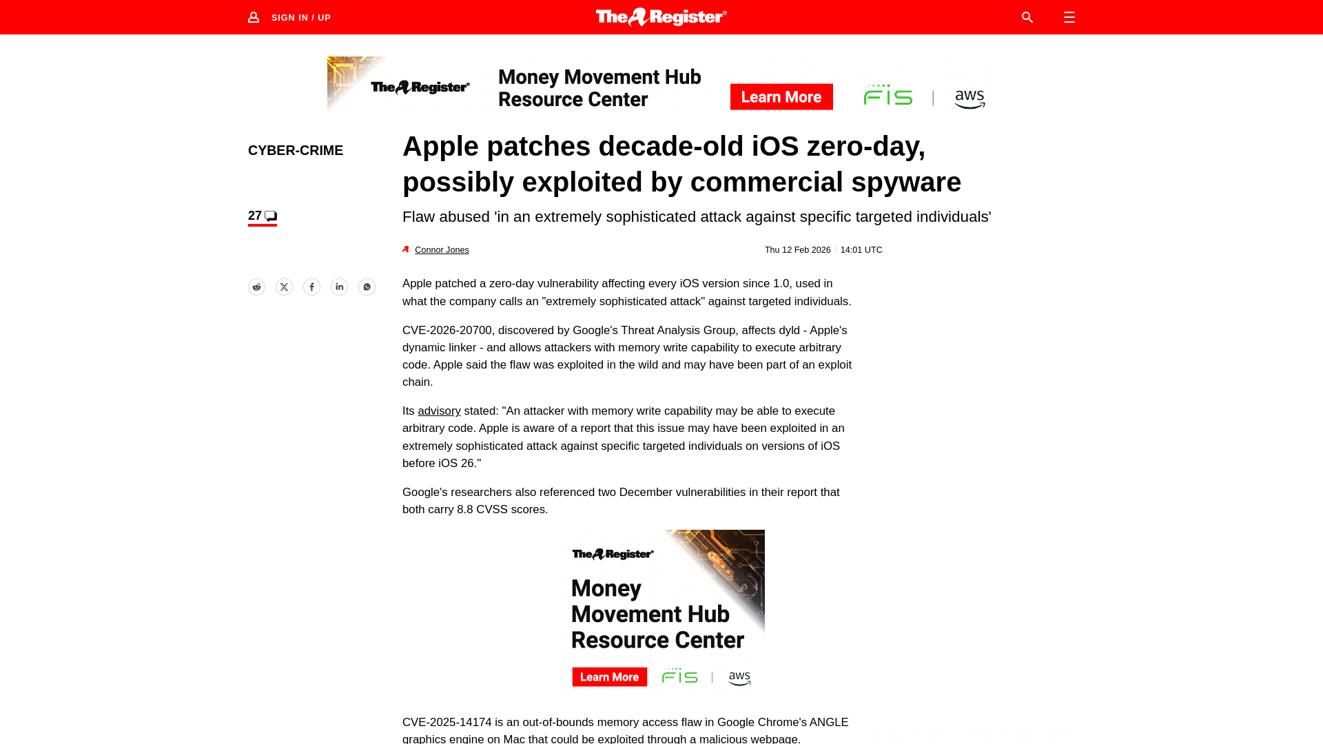 Apple patches decade-old iOS zero-day exploited in the wild • The Register