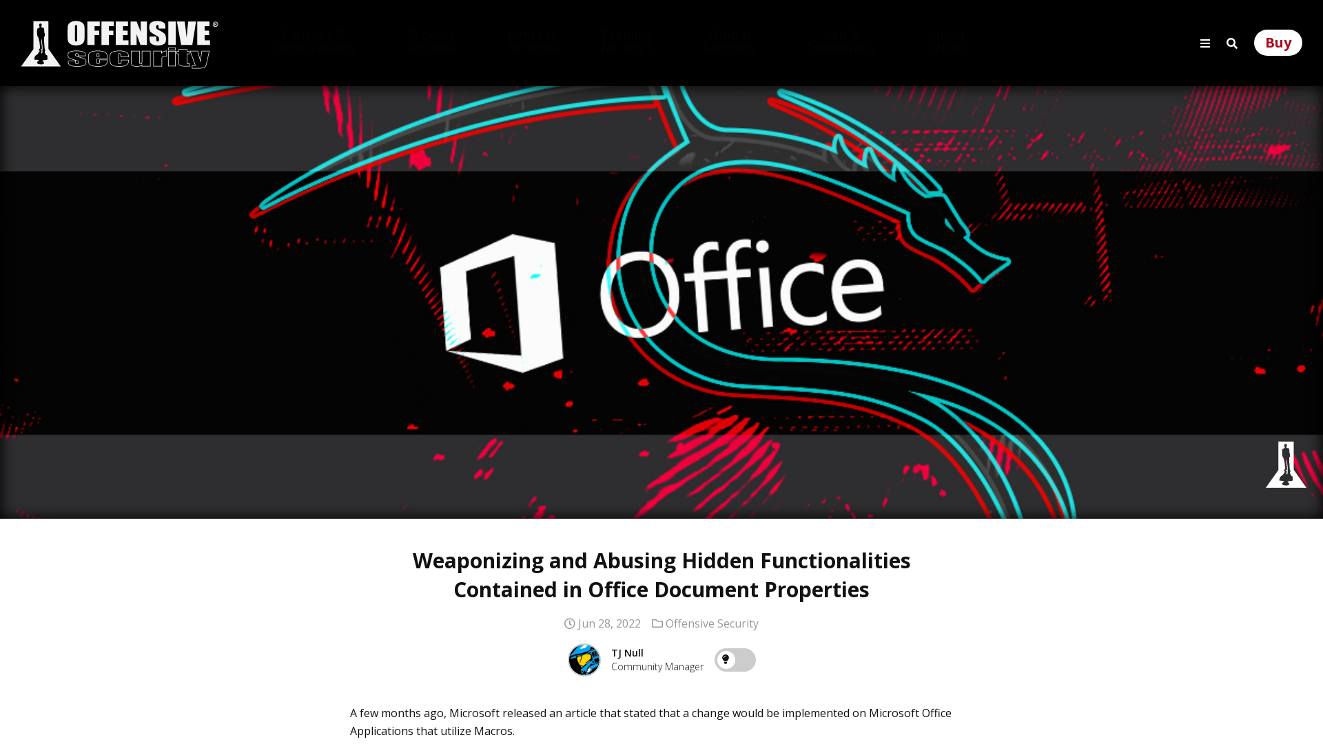 Weaponizing and Abusing Hidden Functionalities Contained in Office Document Properties | Offensive Security