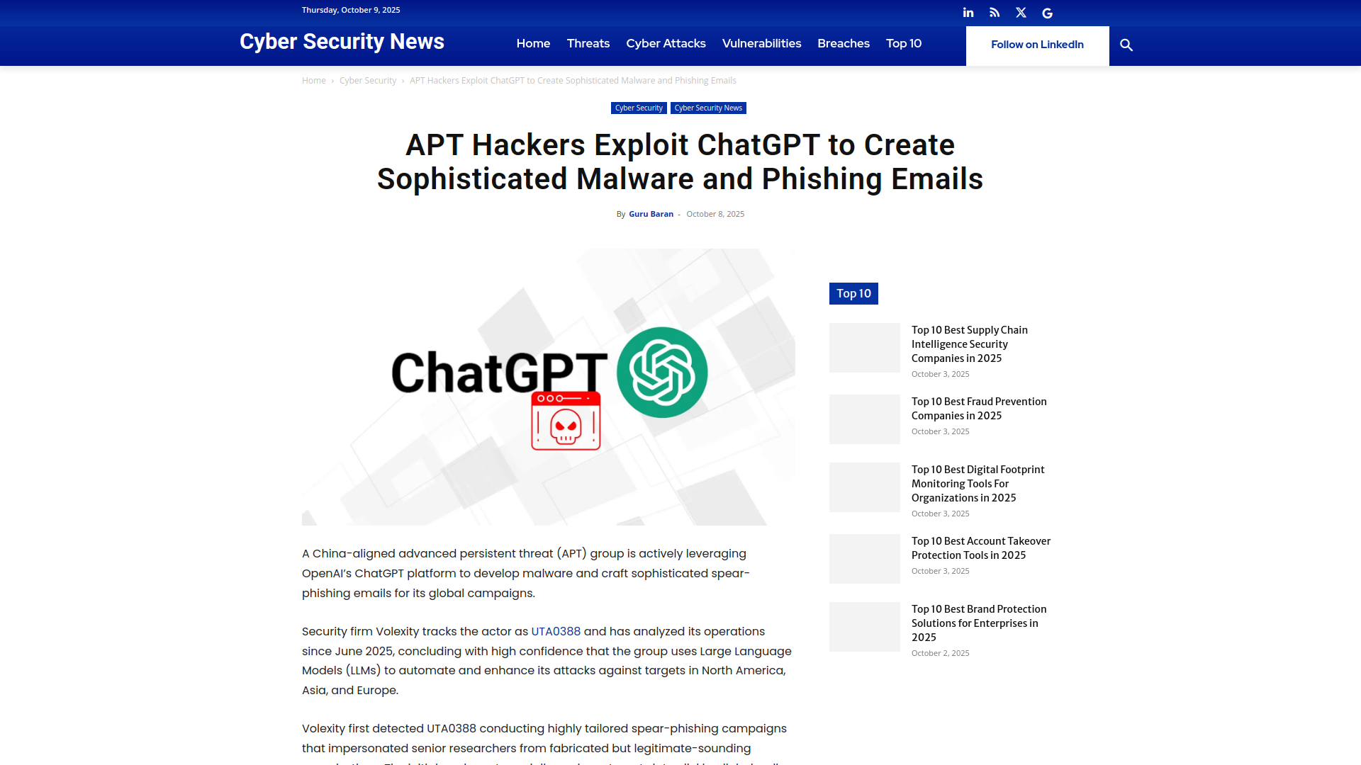 APT Hackers Exploit ChatGPT to Create Sophisticated Malware and Phishing Emails