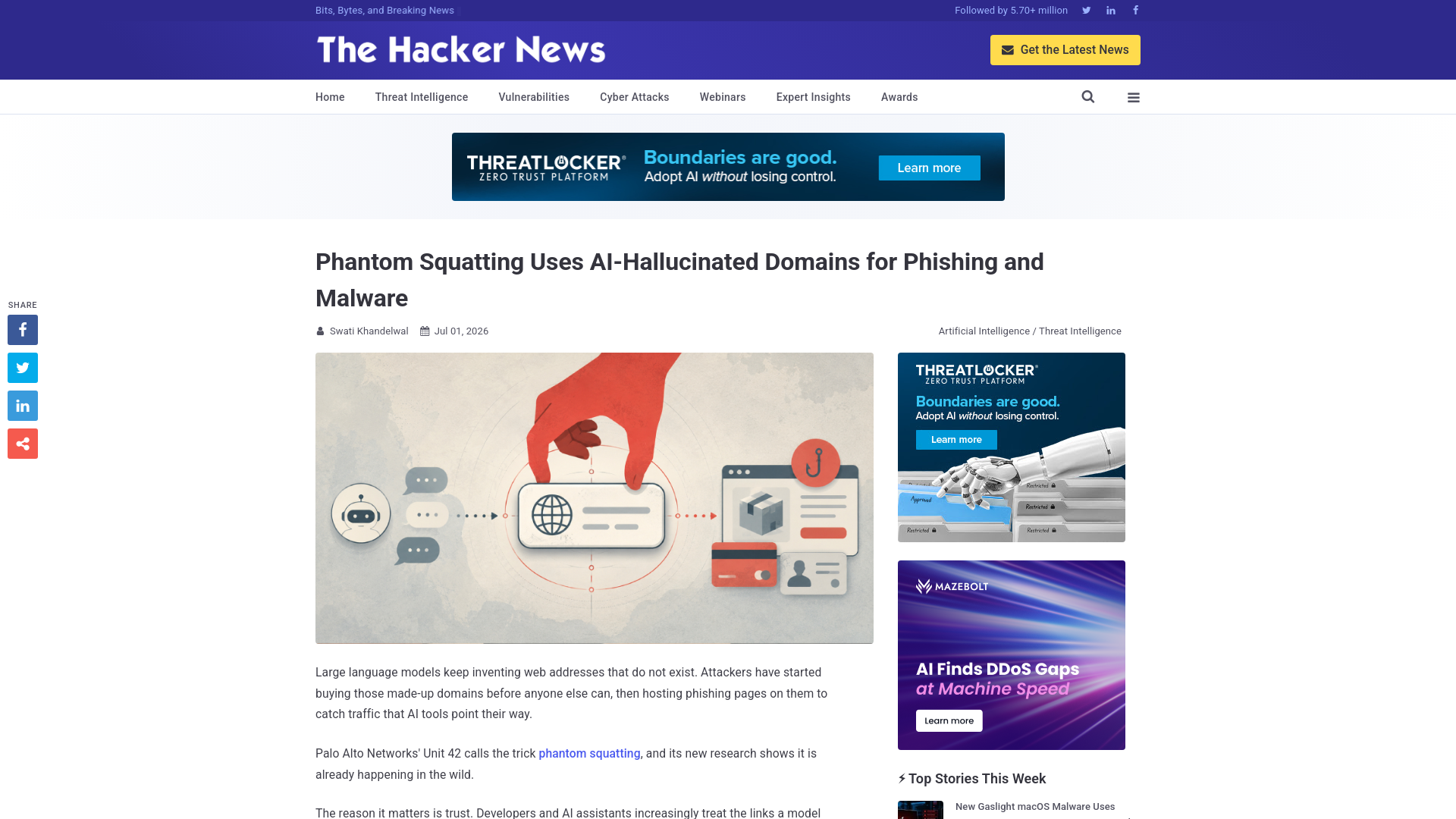 Phantom Squatting Uses AI-Hallucinated Domains for Phishing and Malware