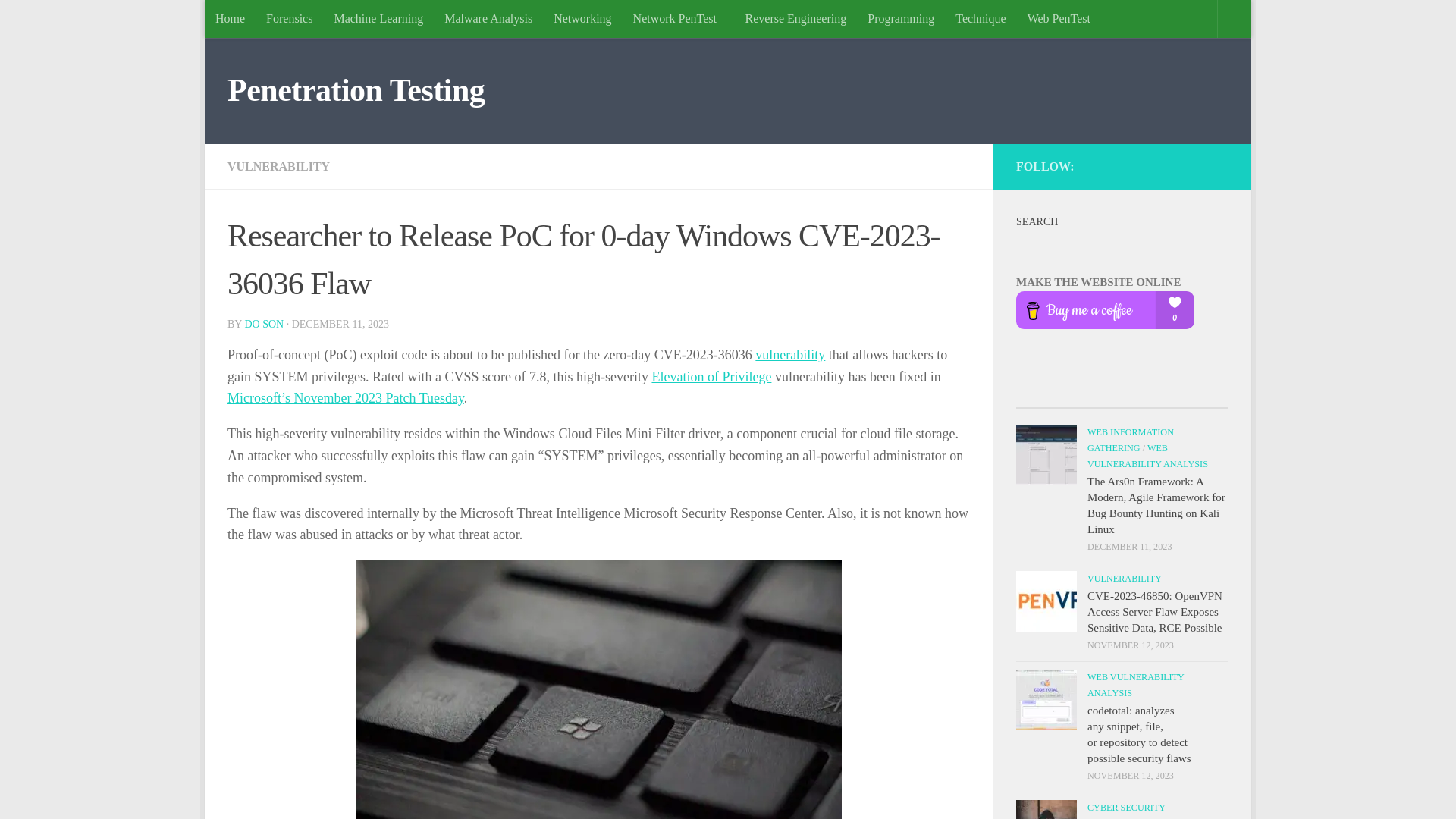 Researcher to Release PoC for 0-day Windows CVE-2023-36036 Flaw