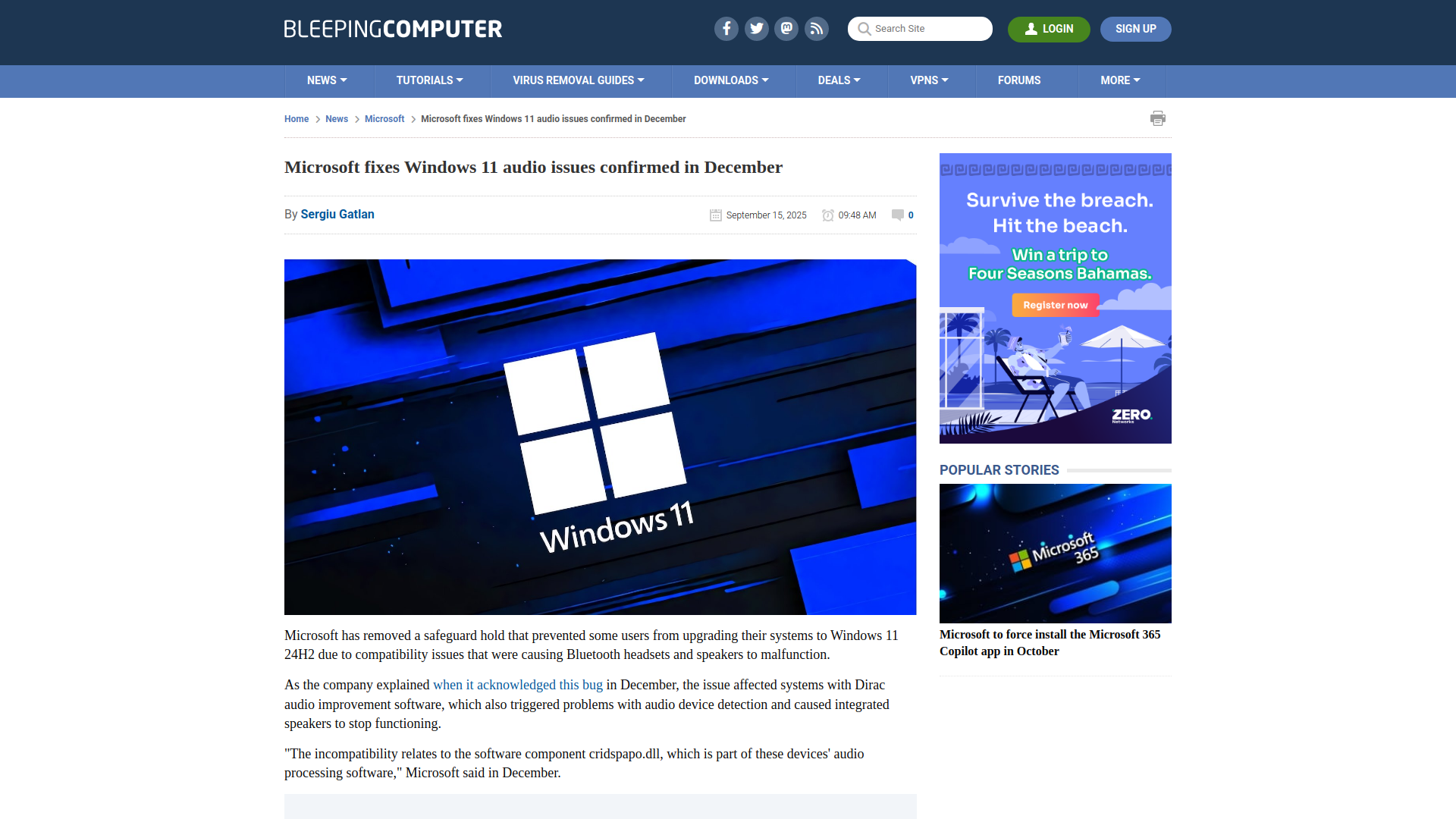 Microsoft fixes Windows 11 audio issues confirmed in December