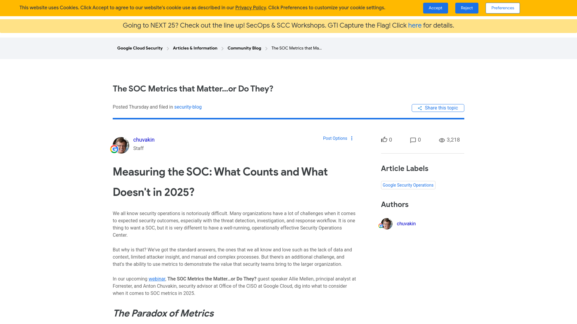 The SOC Metrics that Matter…or Do They? - Google Cloud Community