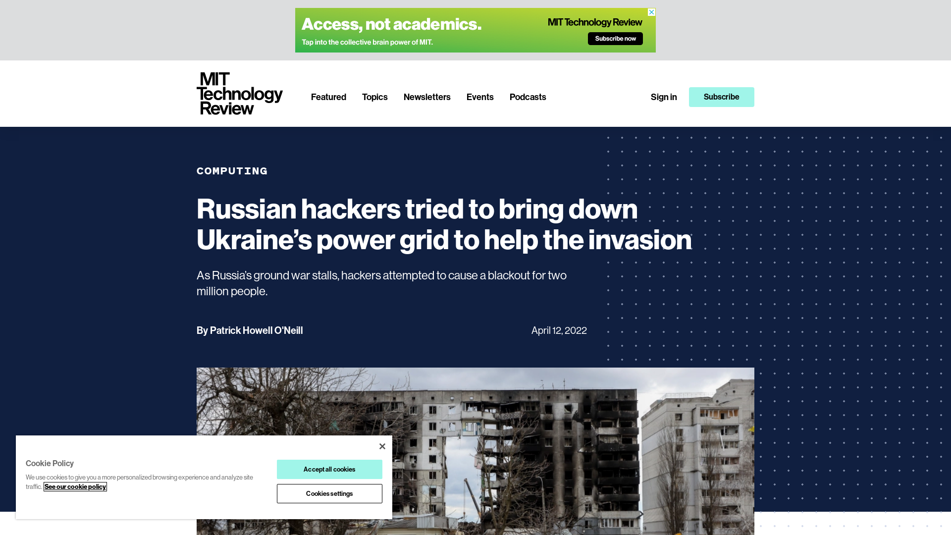 Russian hackers tried to bring down Ukraine's power grid to help the invasion | MIT Technology Review