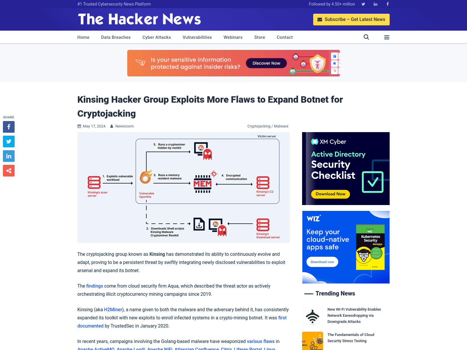 Kinsing Hacker Group Exploits More Flaws to Expand Botnet for Cryptojacking