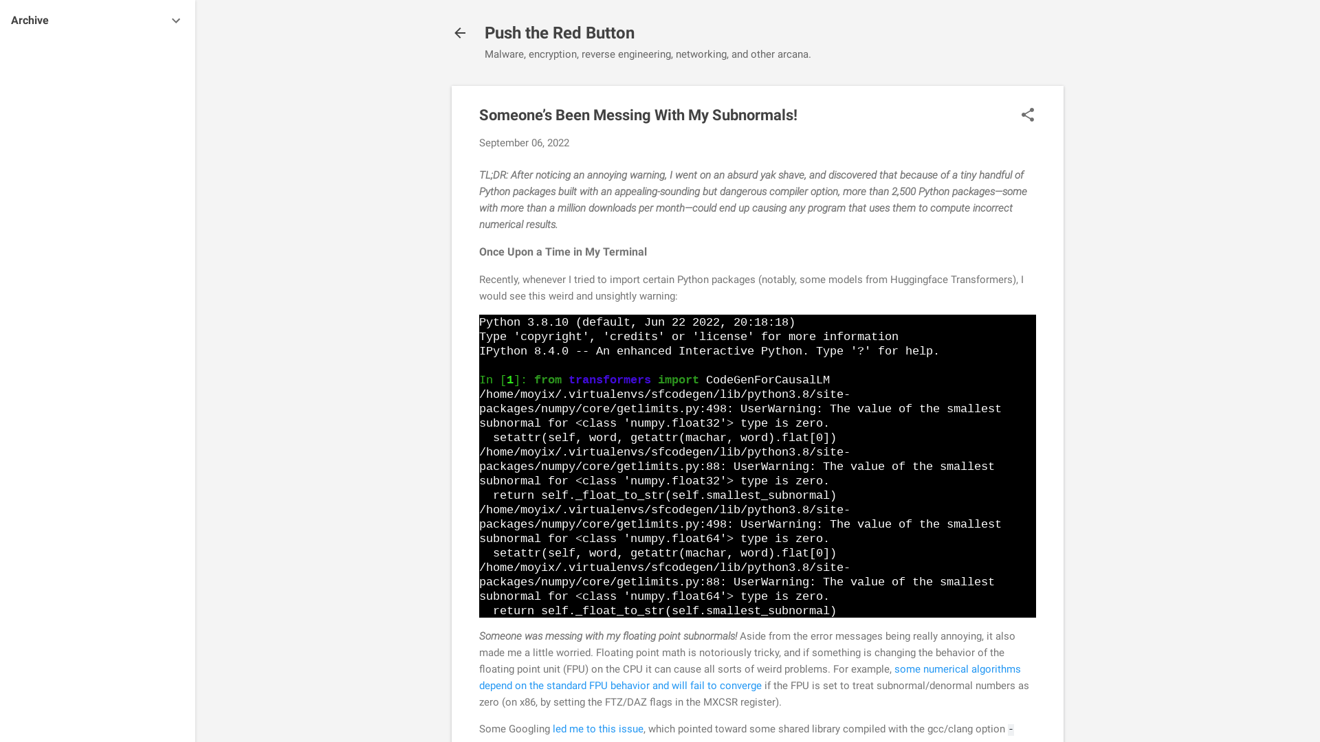 Someone’s Been Messing With My Subnormals!