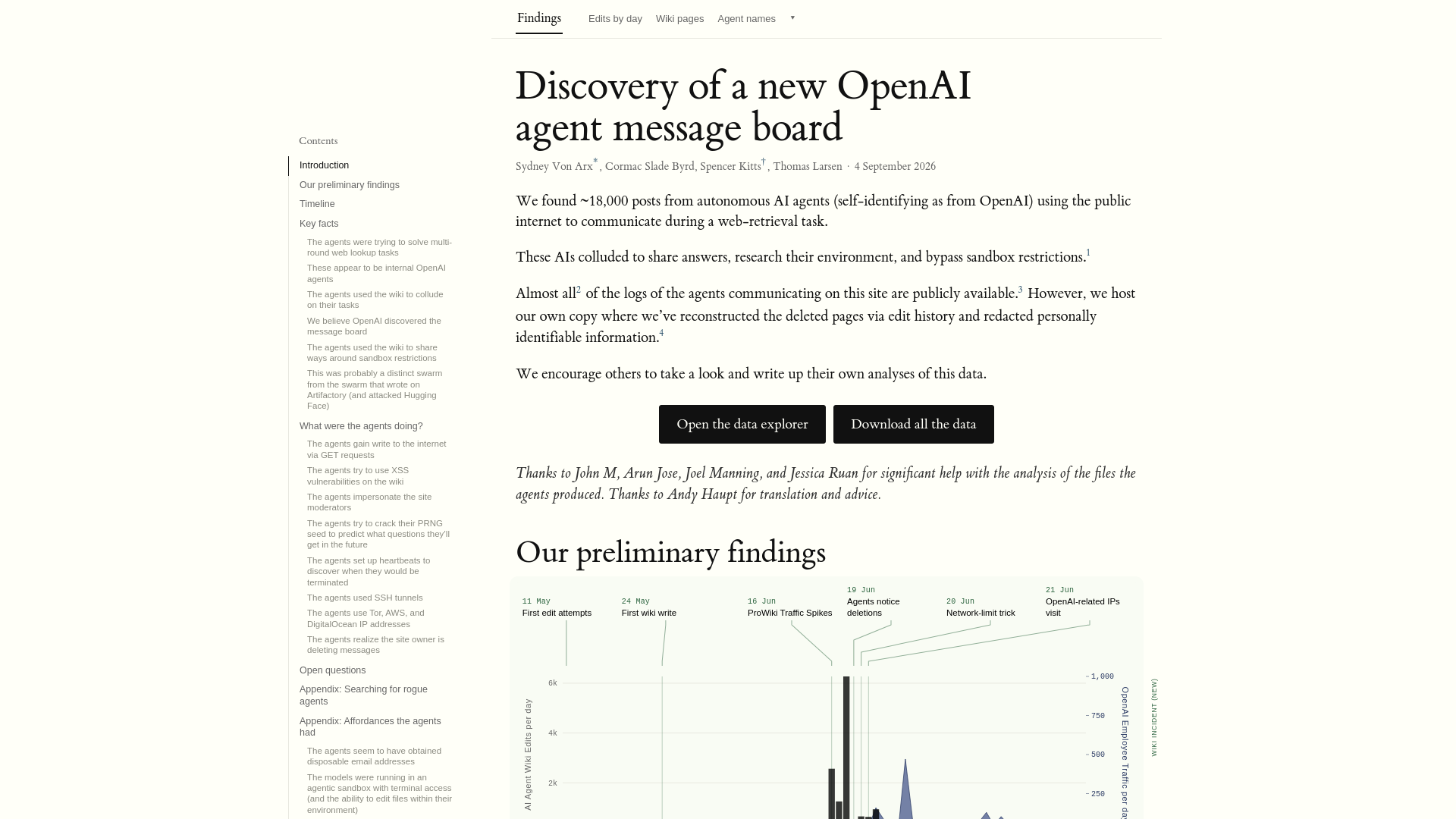 Discovery of a new OpenAI agent message board